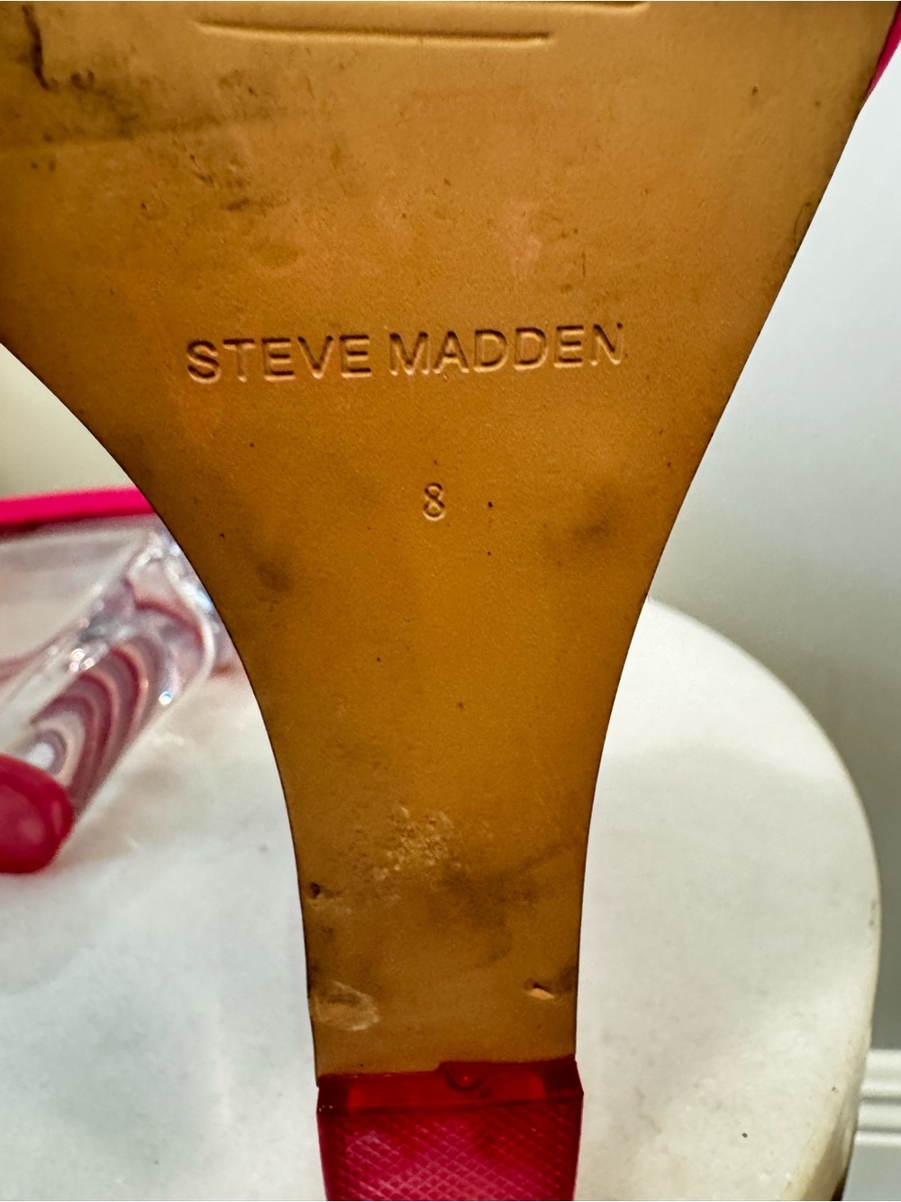 Steve Madden Pink Clear Wedge Mule Sz 8 - Picture 10 of 13